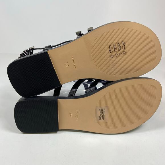 Micheal Kors Darrington Flat Strappy Black Leather Sandals Women's Size 7M - Picture 10 of 10